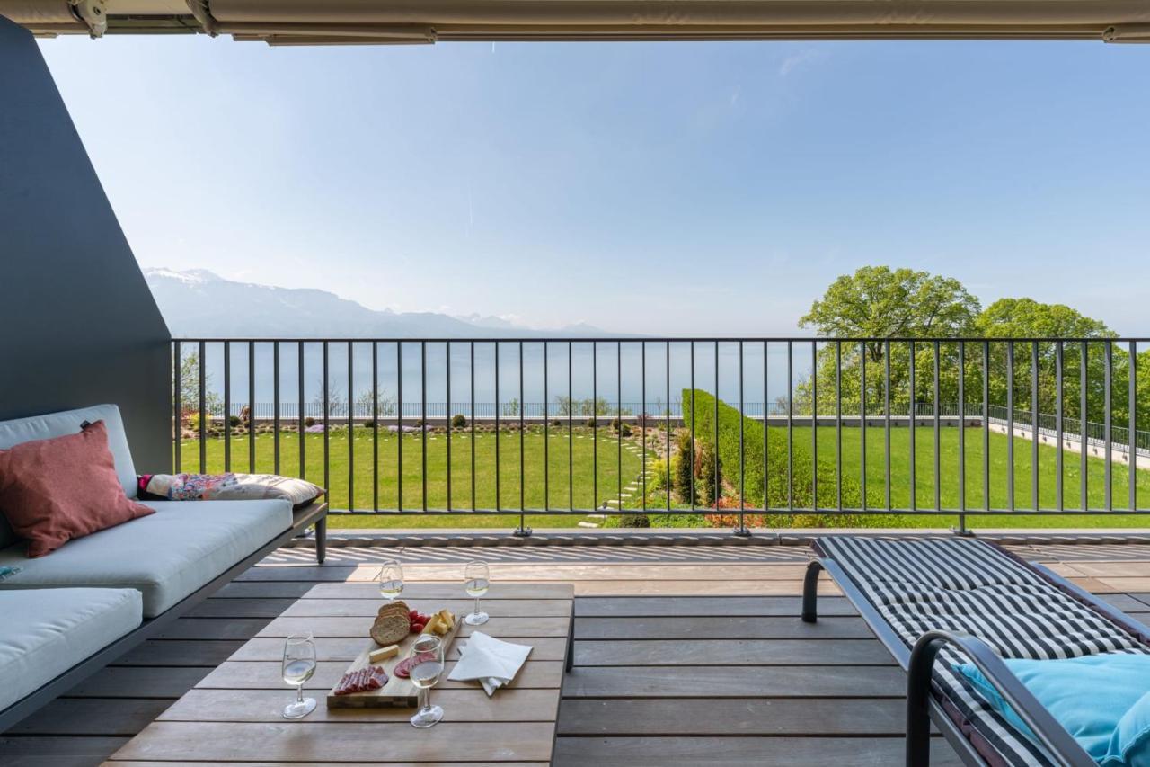 Les Terrasses De Lavaux 1 - Appartement De Luxe Avec Vue Panoramique Et Piscine Puidoux エクステリア 写真