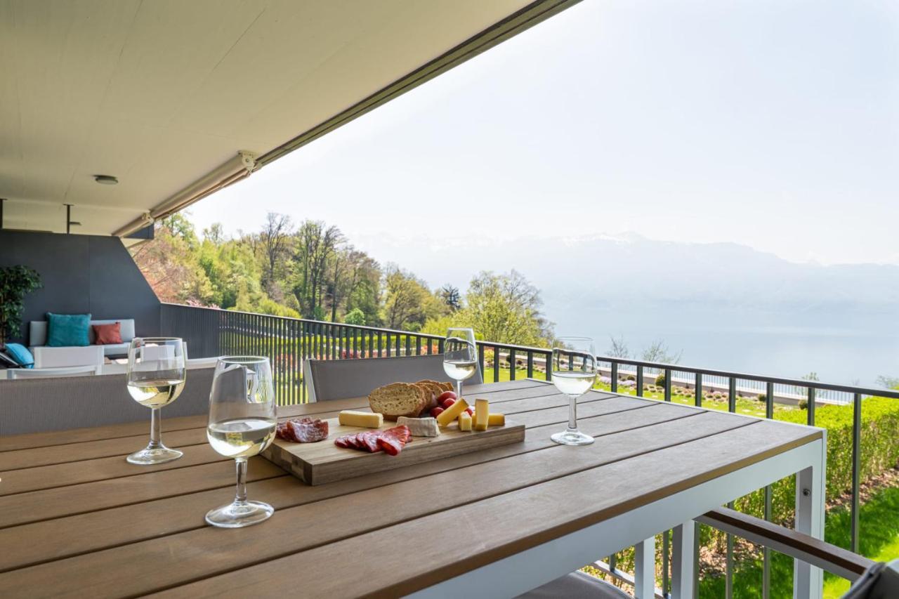 Les Terrasses De Lavaux 1 - Appartement De Luxe Avec Vue Panoramique Et Piscine Puidoux エクステリア 写真
