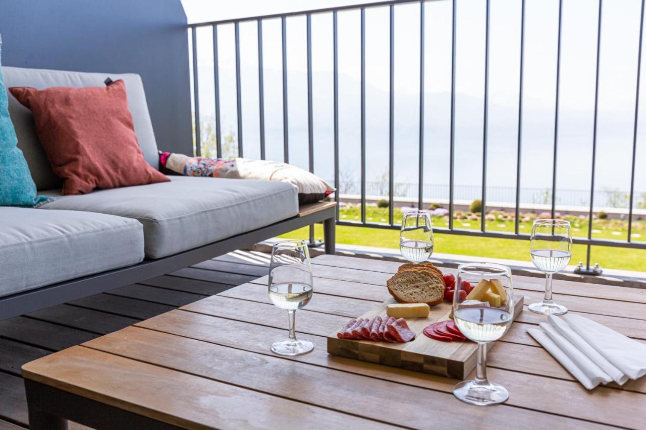 Les Terrasses De Lavaux 1 - Appartement De Luxe Avec Vue Panoramique Et Piscine Puidoux エクステリア 写真