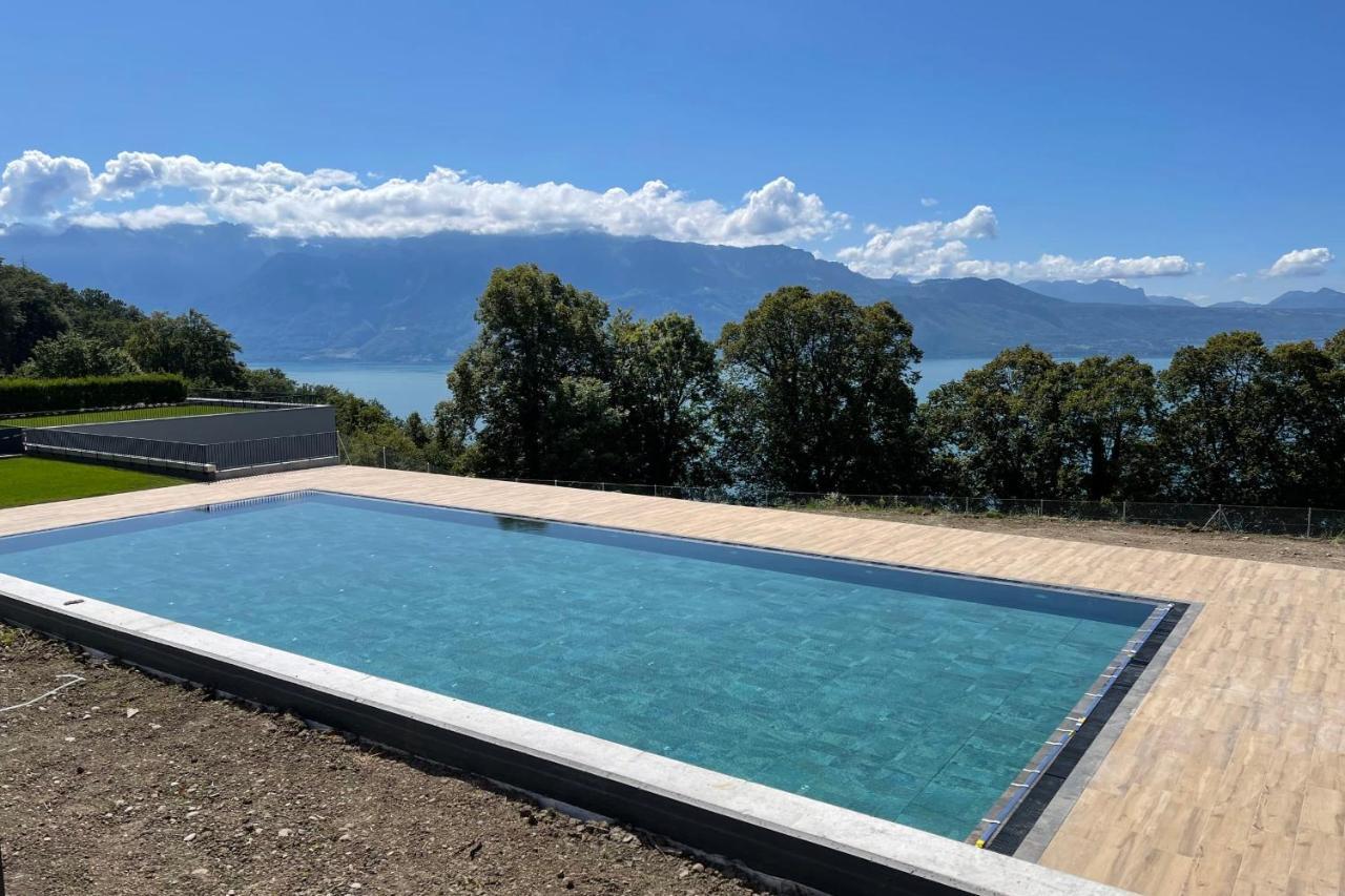 Les Terrasses De Lavaux 1 - Appartement De Luxe Avec Vue Panoramique Et Piscine Puidoux エクステリア 写真