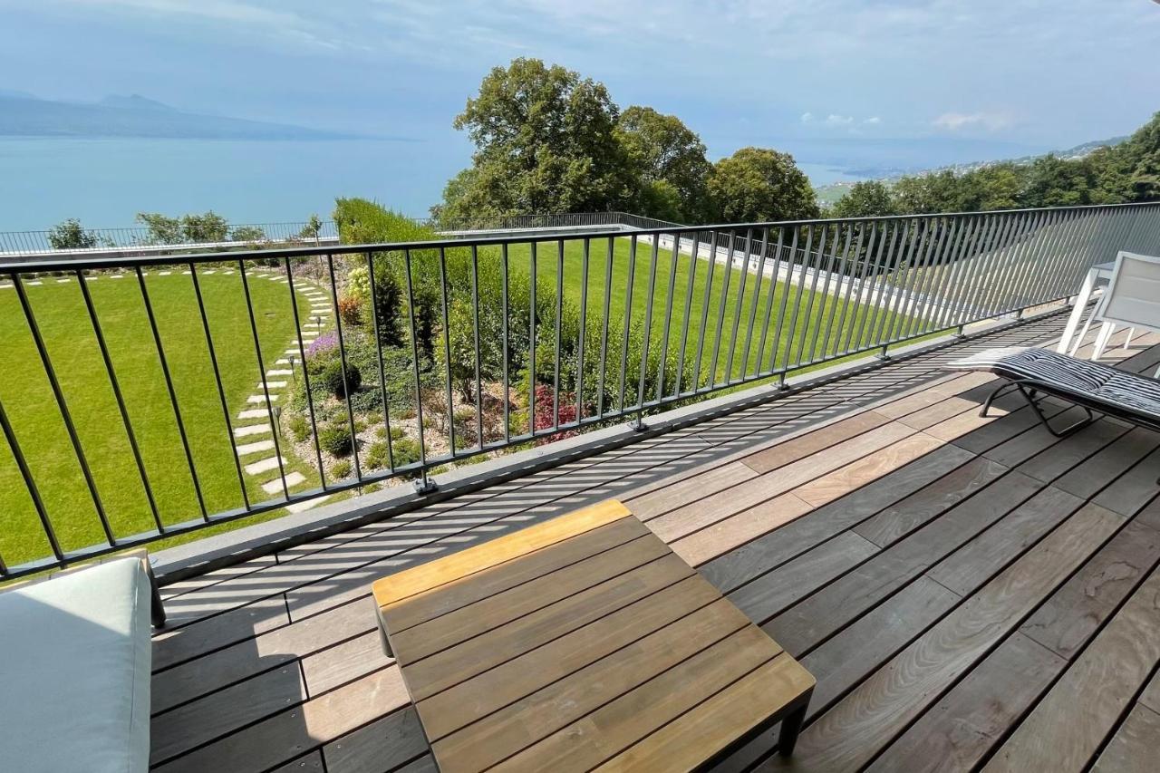 Les Terrasses De Lavaux 1 - Appartement De Luxe Avec Vue Panoramique Et Piscine Puidoux エクステリア 写真